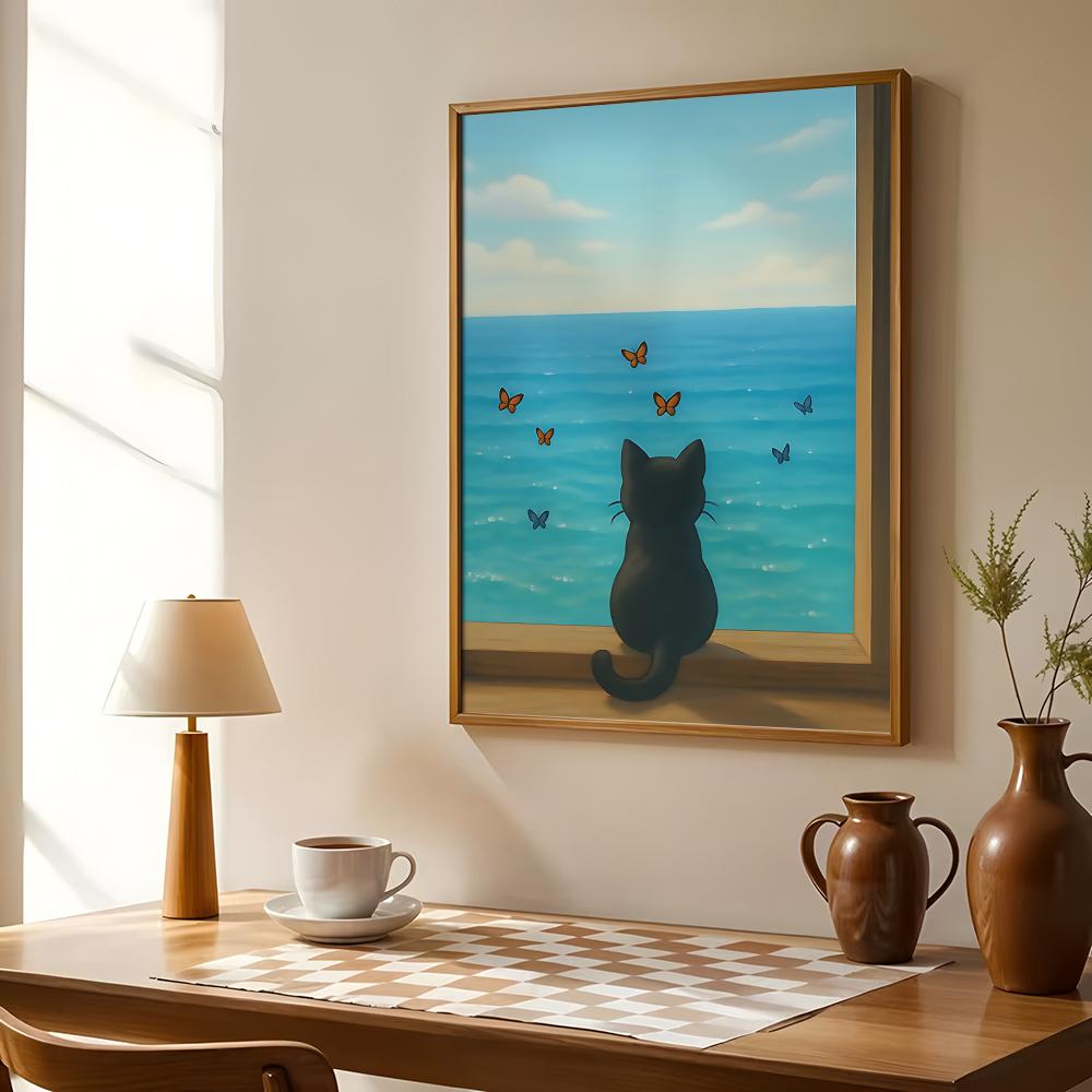 Cat on Beach Poster Wall Art R - đánh giá và giá Esports Gaming Wallpaper
