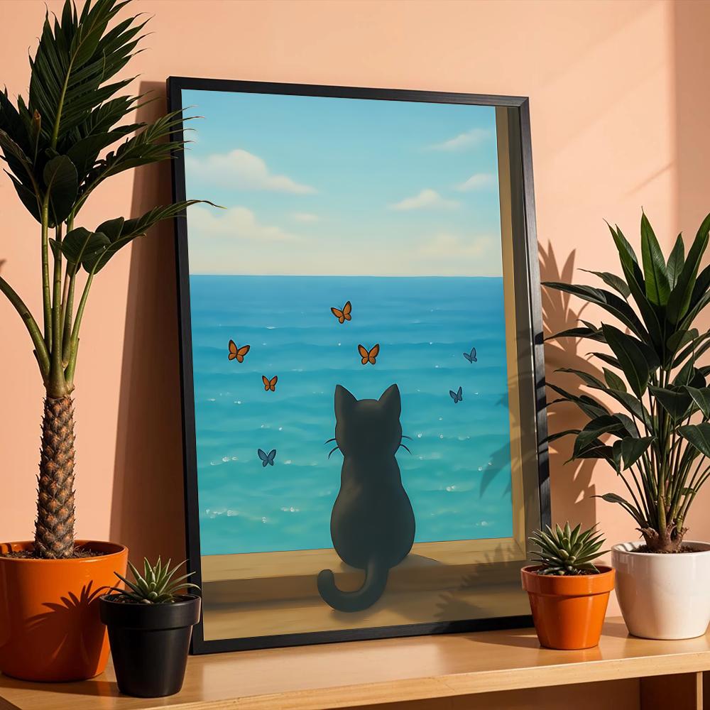 Cat on Beach Poster Wall Art R - đánh giá và giá Esports Gaming Wallpaper